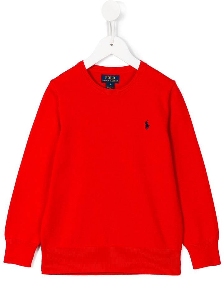 Polo Ralph Lauren Logo Embroidered Jumper, Boy's, Size: 7 Yrs, Red