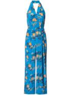 Diane Von Furstenberg - Floral Jumpsuit - Women - Silk - 8, Blue, Silk