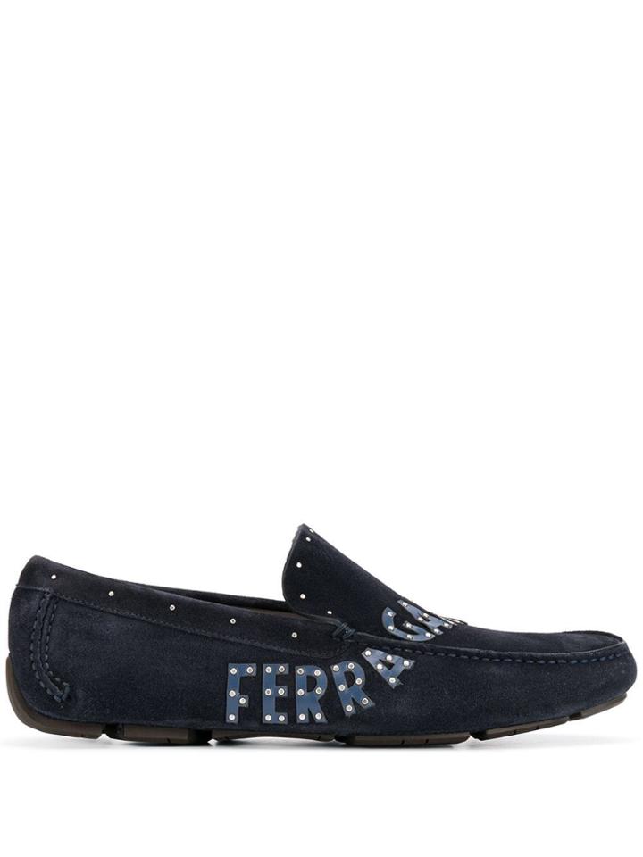 Salvatore Ferragamo Logo Embellished Loafers - Blue