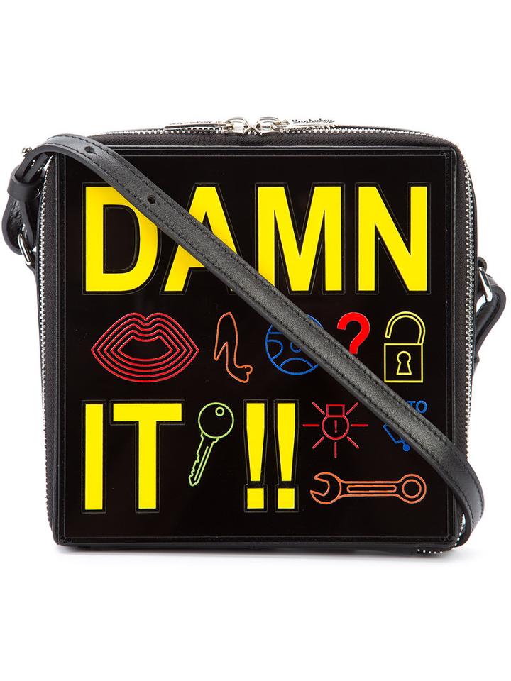Yazbukey Damn It! Shoulder Bag, Women's, Black, Calf Leather/plexiglass