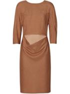 Burberry Double-waist Wool Silk Mohair Linen Shift Dress - Brown