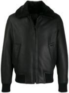 Sandro Paris Zipped Contrasting-collar Jacket - Black