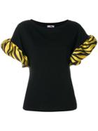 Ultràchic Contrast Ruffled Sleeves Top - Black