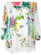 P.a.r.o.s.h. Floral Print Off The Shoulder Blouse - White