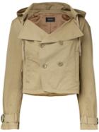G.v.g.v. Hooded Cropped Trench Jacket, Women's, Size: 34, Green, Cotton/nylon