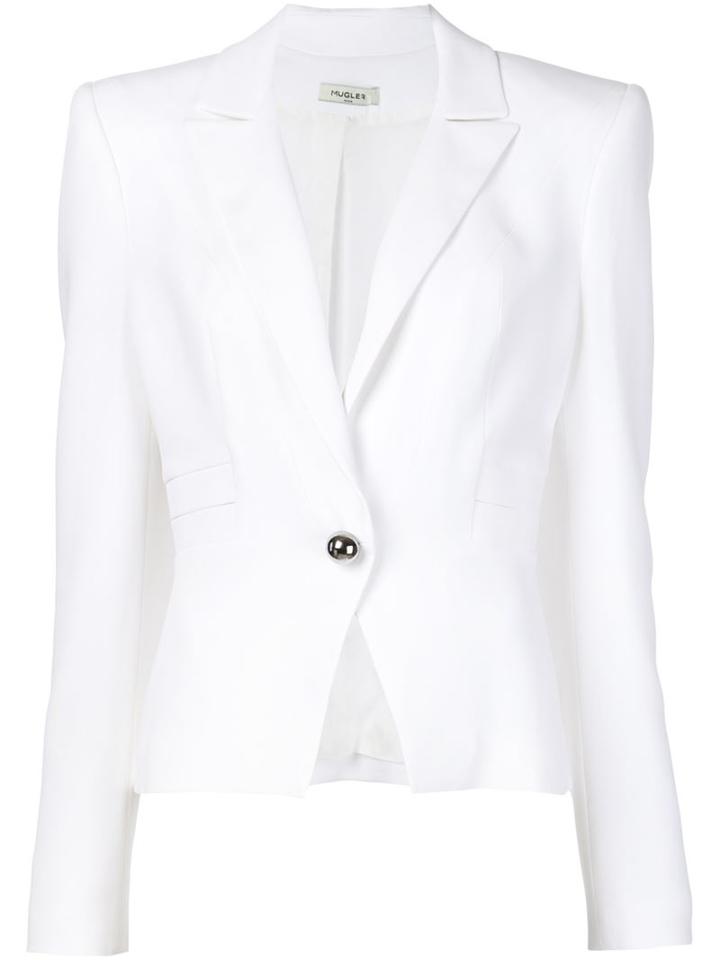 Mugler Fitted Blazer, Women's, Size: 38, White, Polyester/viscose/spandex/elastane/acetate