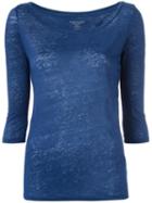 Majestic Filatures Boat Neck T-shirt, Women's, Size: Iv, Blue, Linen/flax