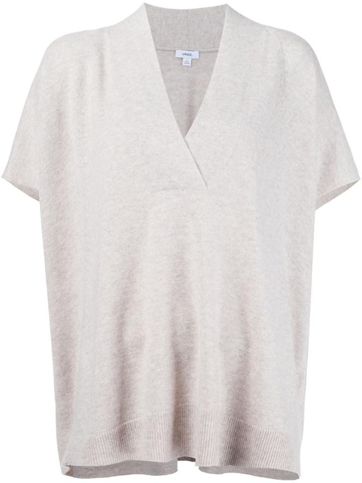 Vince V-neck Shortsleeved Jumper, Women's, Size: Small, Nude/neutrals, Cashmere/wool