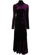 Talbot Runhof High Neck Velvet Dress - Pink & Purple
