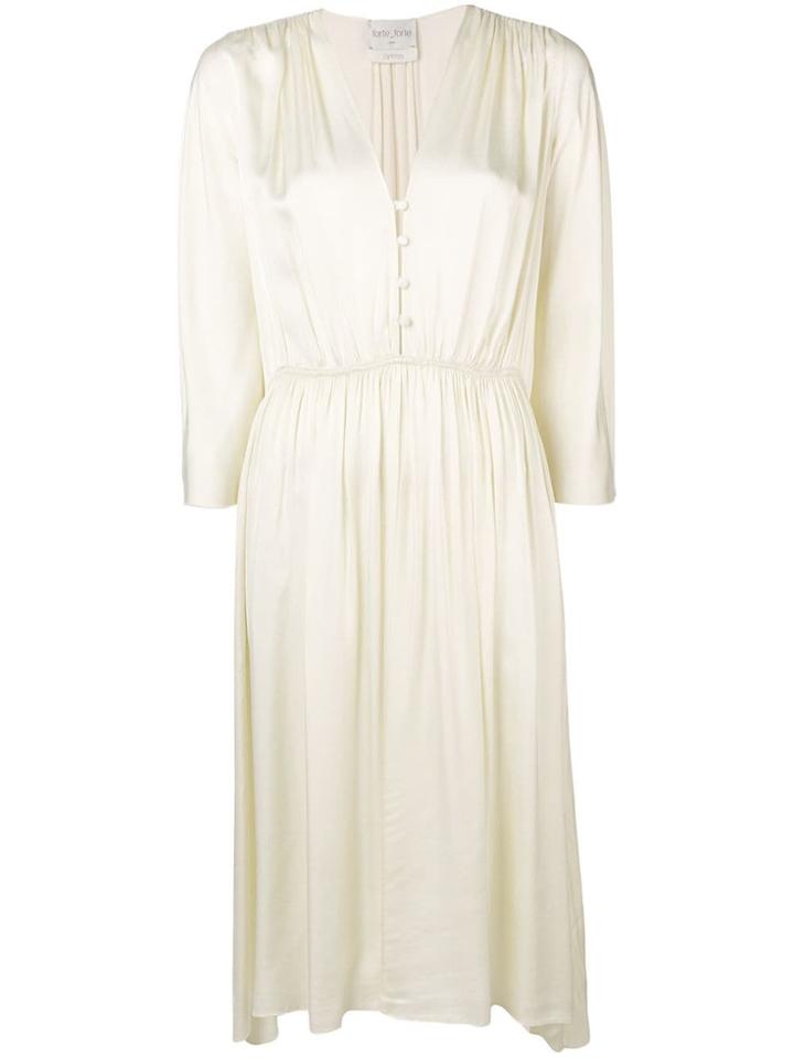 Forte Forte Buttoned V-neck Dress - White