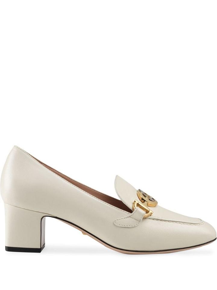 Gucci Zumi Block Heel Loafers - White