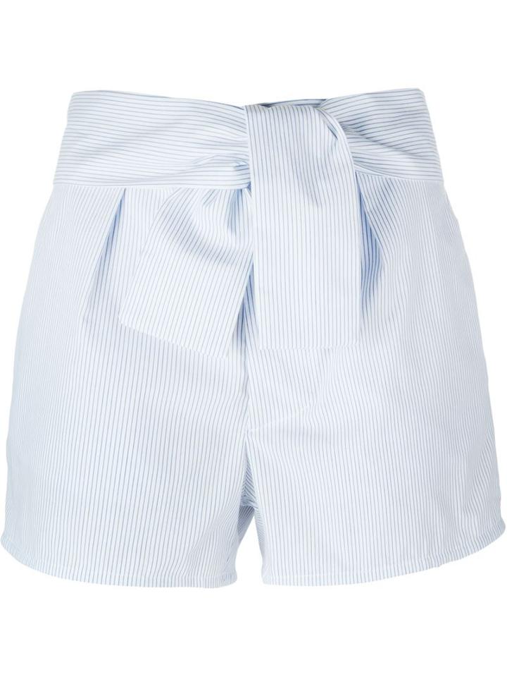 Carolinaritz Pinstriped Tie Waist Short Shorts, Women's, Size: 40, Blue, Cotton/polyamide