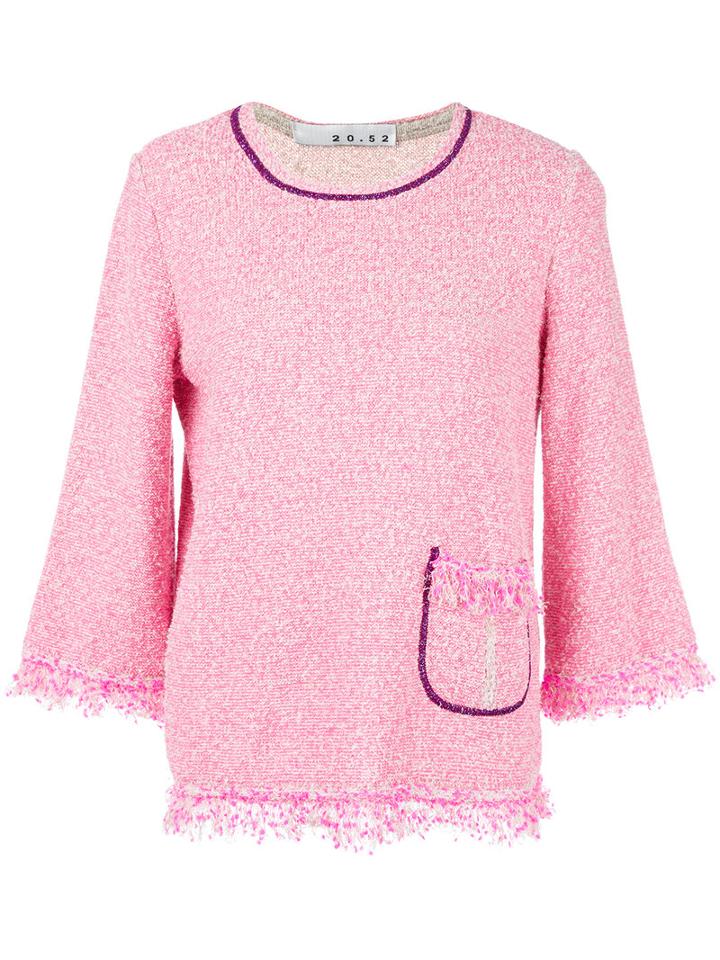 20:52 Fringed Metallic Jumper, Women's, Size: 42, Pink/purple, Cotton/nylon/polyester