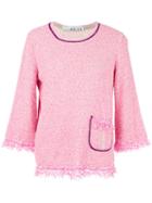 20:52 Fringed Metallic Jumper, Women's, Size: 42, Pink/purple, Cotton/nylon/polyester