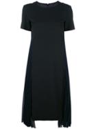 Maison Margiela Pleated Trim T-shirt Dress, Women's, Size: 42, Black, Viscose/virgin Wool/spandex/elastane/silk