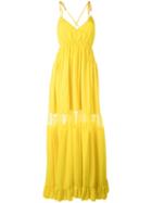 No21 Layer Maxi Dress, Women's, Size: 40, Yellow/orange, Acetate/silk/viscose/polyamide