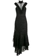 Three Floor Fitted Silhouette Dress - Black