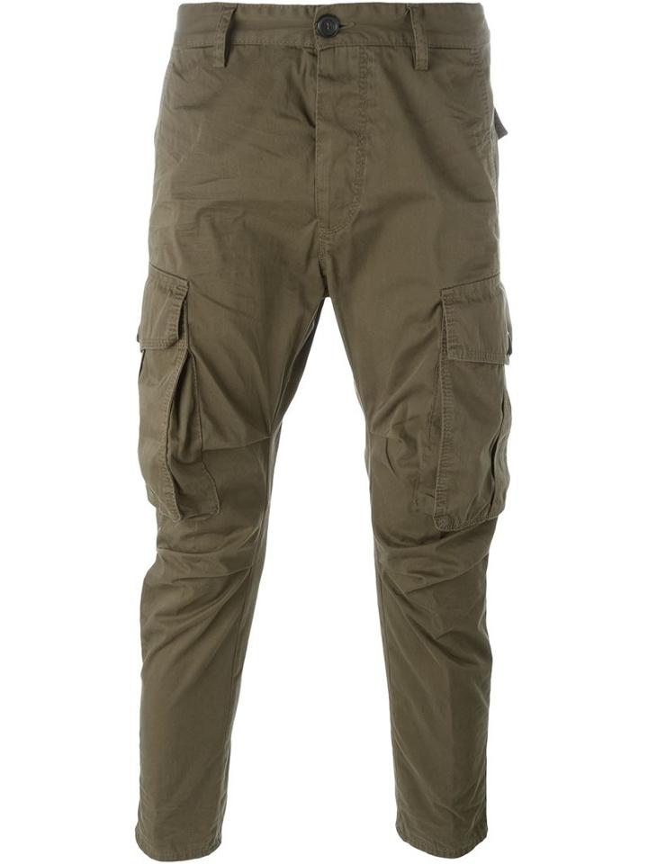 Dsquared2 Cropped Trousers, Men's, Size: 48, Green, Cotton/acrylic