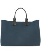 Troubadour - Large Tote Bag - Men - Leather/canvas - One Size, Blue, Leather/canvas
