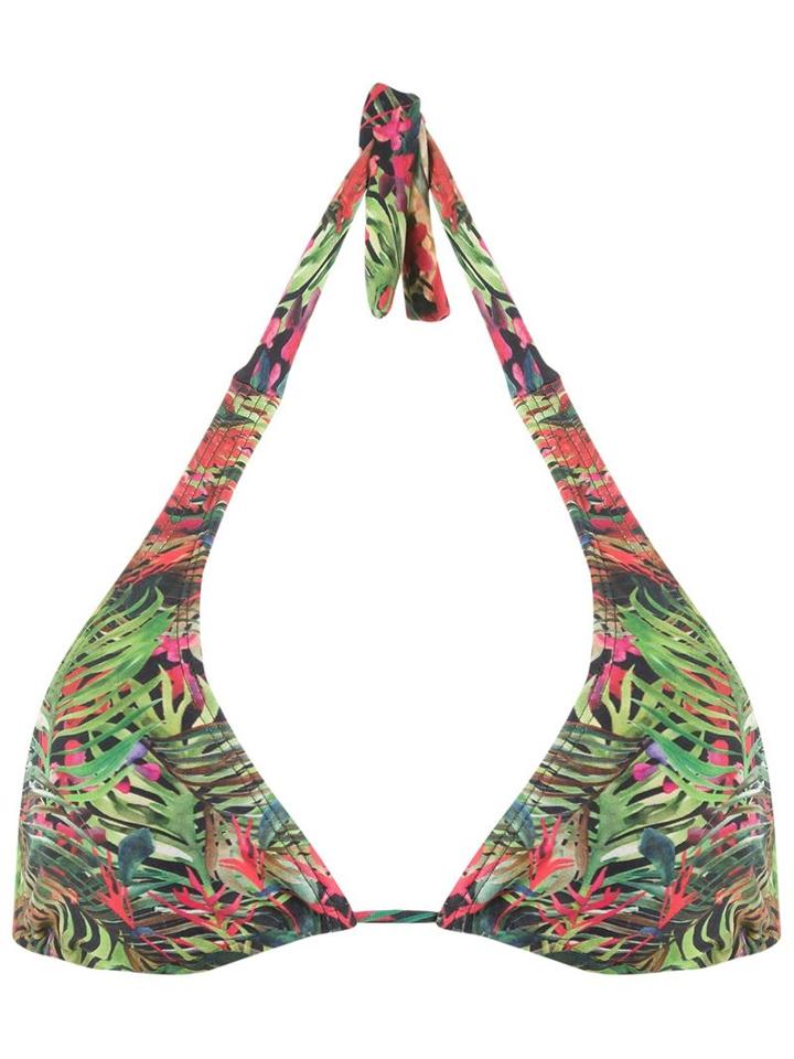 Lygia & Nanny Floral Print Triangle Bikini Top, Women's, Size: 40, Green, Polyamide/spandex/elastane