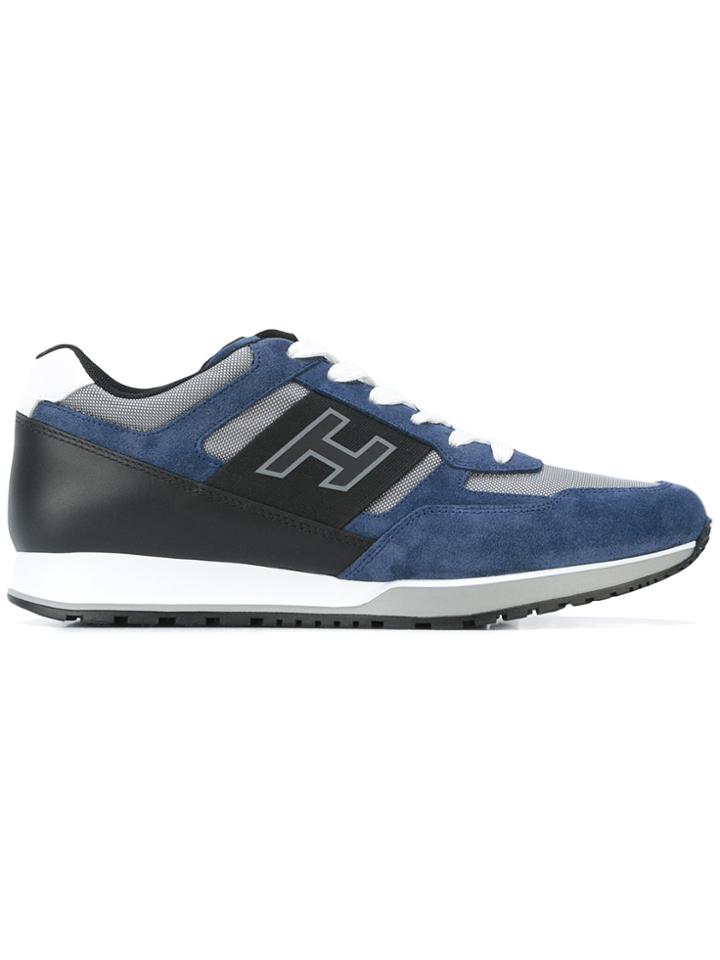 Hogan Lace-up Logo Trainers - Blue