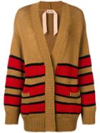 No21 Oversized Striped Cardigan - Brown