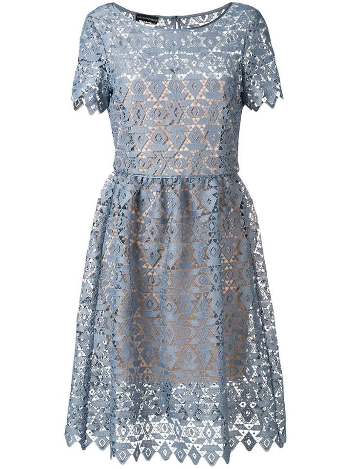 Emporio Armani Geometric Macramé Dress - Blue