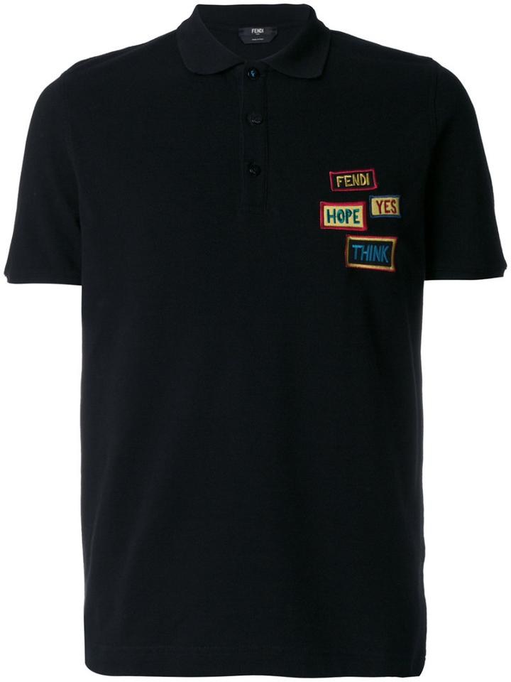 Fendi - Appliqué Feature Polo Shirt - Men - Cotton - 46, Black, Cotton