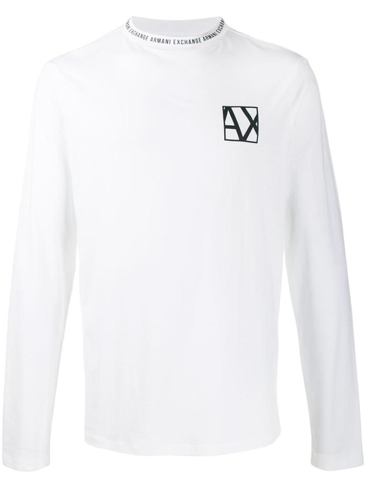 Armani Exchange Logo Monogram Jersey Top - White