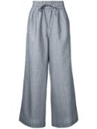 Muveil - Woven Stripe Palazzo Pants - Women - Silk/mohair/wool - 36, Grey, Silk/mohair/wool