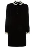 Saint Laurent Lace Collar Mini Dress, Women's, Size: 36, Black, Silk/viscose/cupro
