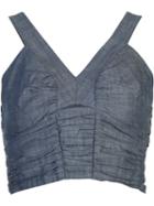 Piamita 'gigi' Ruched Crop Top, Women's, Size: Medium, Blue, Cotton