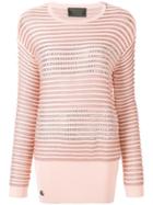 Philipp Plein Crystal Embellished Striped Jumper - Pink