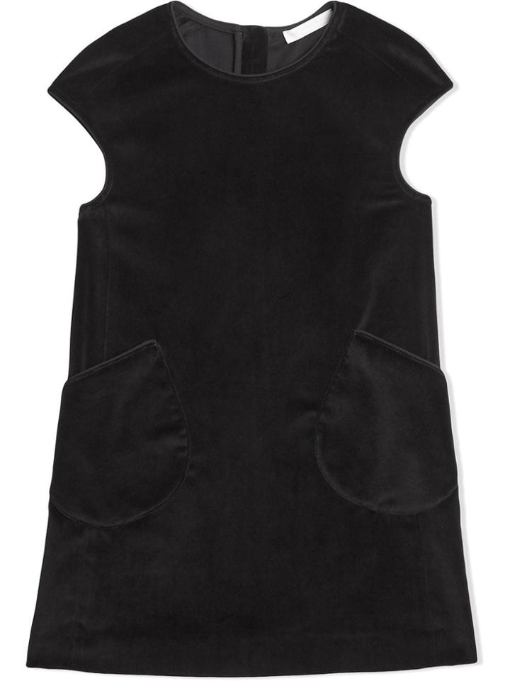 Burberry Kids Teen Piping Detail Velvet Shift Dress - Black
