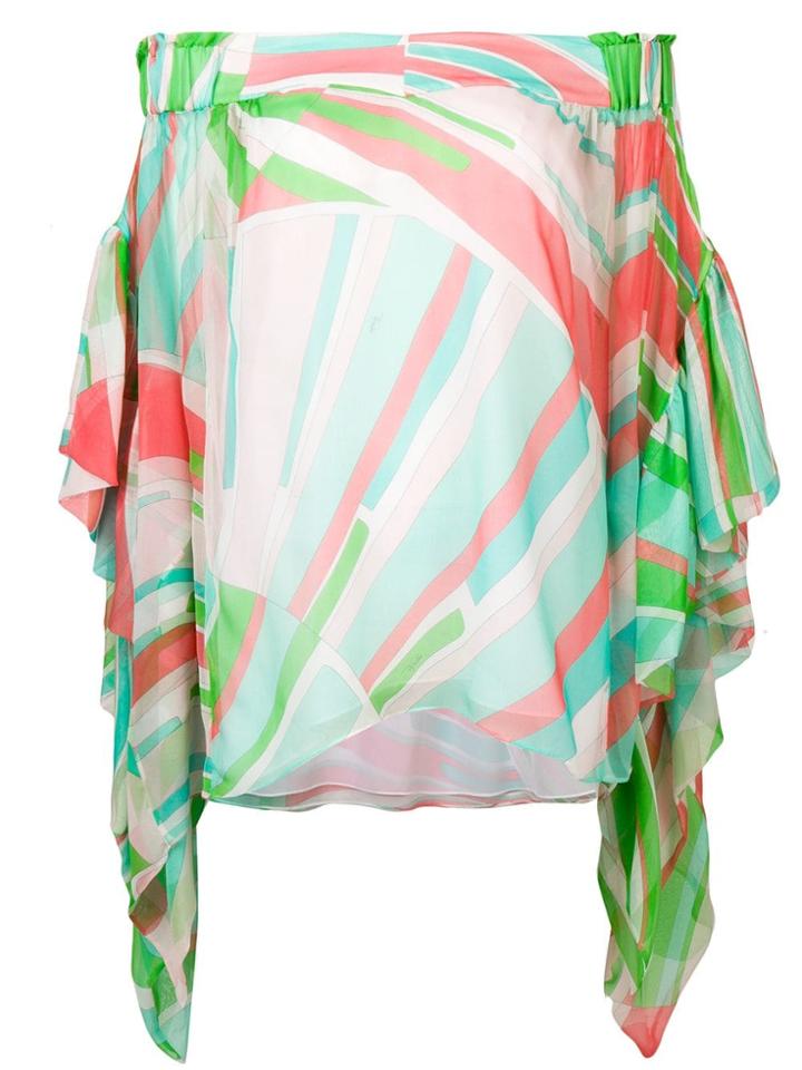 Emilio Pucci Shell Print Off-shoulder Chiffon Silk Top - Pink