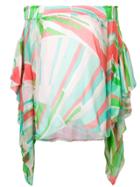 Emilio Pucci Shell Print Off-shoulder Chiffon Silk Top - Pink