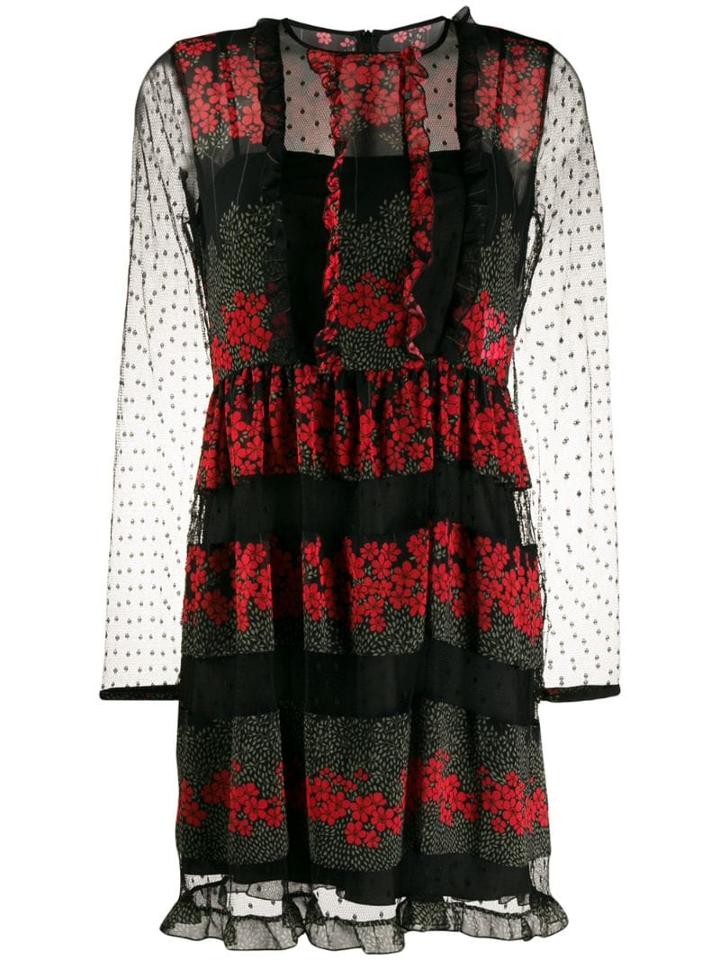 Red Valentino Floral Lace Mini Dress - Black