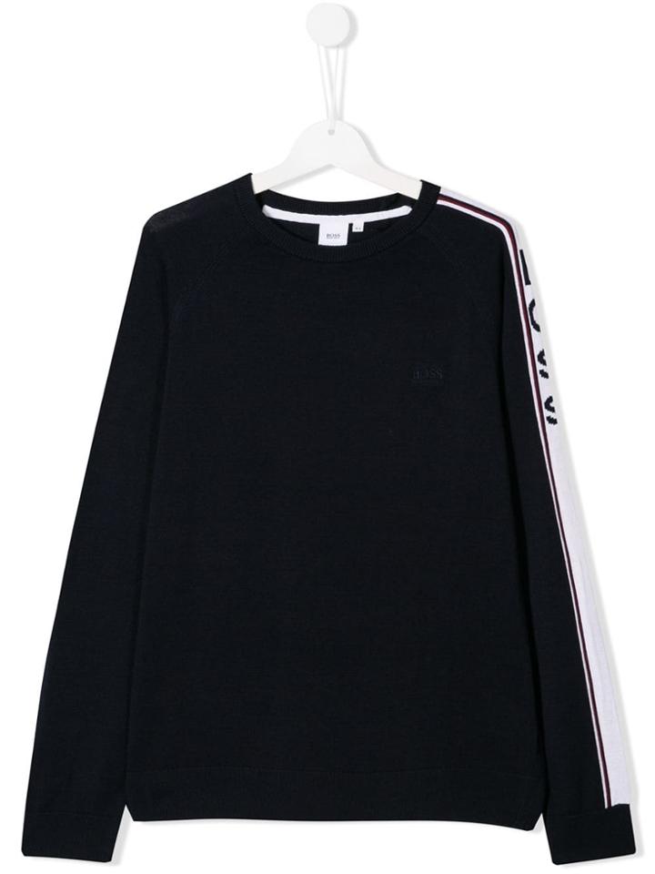 Boss Kids Striped Logo Sweatshirt - Blue