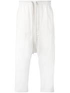 Rick Owens Drop-crotch Cropped Trousers, Men's, Size: 48, White, Cotton