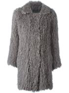 Luisa Cerano Single Breasted Coat, Women's, Size: 40, Grey, Cotton/lambs Wool