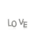 Rosa De La Cruz White Gold And Diamond Love Studs - Metallic
