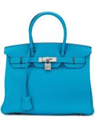 Hermès Vintage Birkin 30 Clemence Hand Bag - Blue