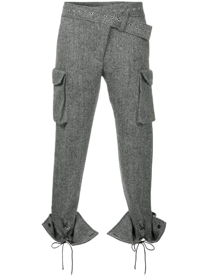 Monse Laced Cuffs Belt Detailed Trousers - Grey