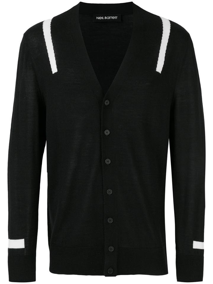Neil Barrett Striped Knit Cardigan - Black