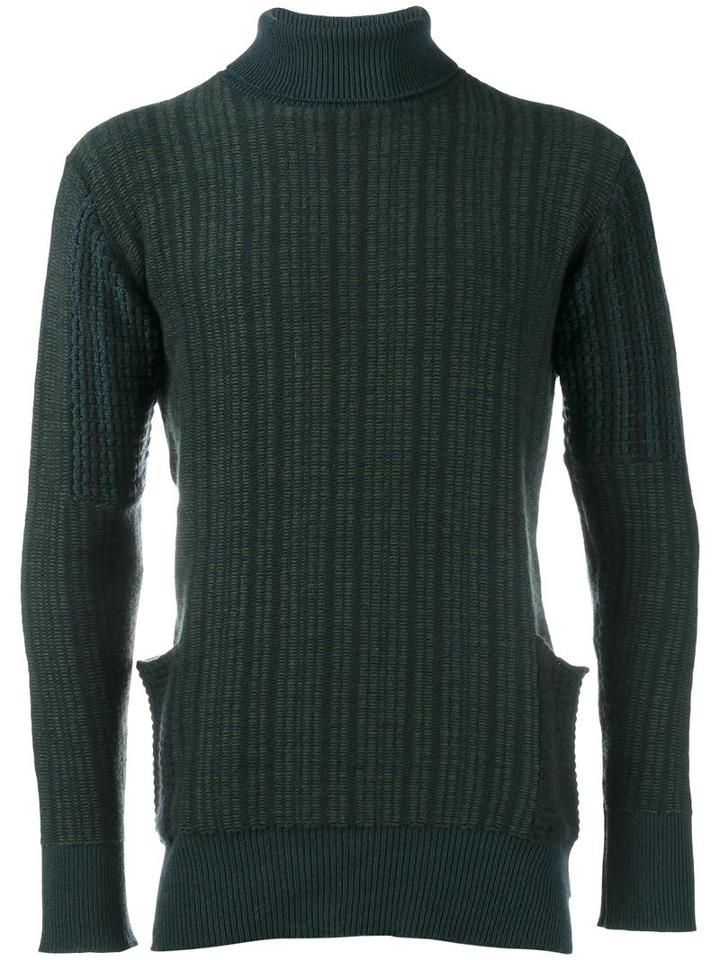 Curieux Roll Neck Jumper, Men's, Size: Medium, Green, Cashmere