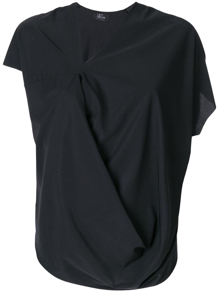 Lost & Found Ria Dunn Short-sleeve Draped Blouse - Black
