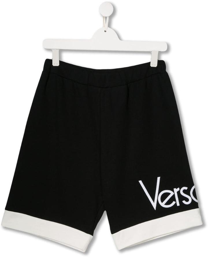 Young Versace Teen Contrast Trim Shorts - Black