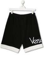 Young Versace Teen Contrast Trim Shorts - Black