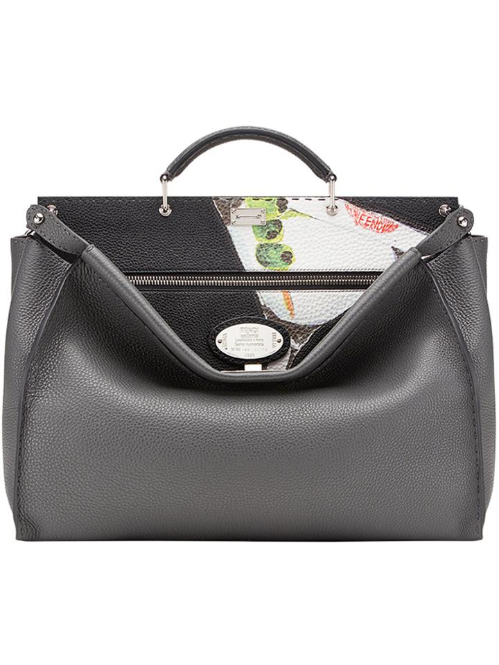Fendi Printed Peekaboo Tote Bag - Grey