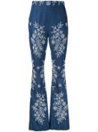 Huishan Zhang Embroidered Flared Jeans, Women's, Size: 10, Blue, Cotton